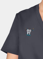 Orange Standard Balboa Scrub Top - Charcoal-Embroidery