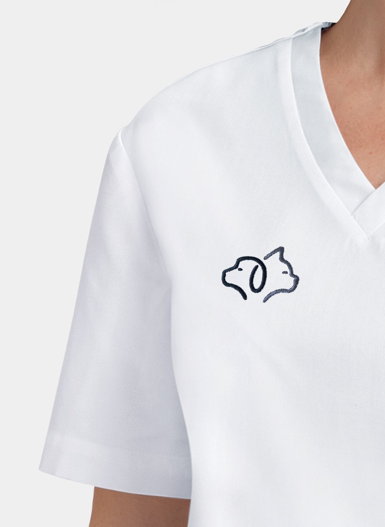 Orange Standard Balboa Scrub Top - White-Embroidery