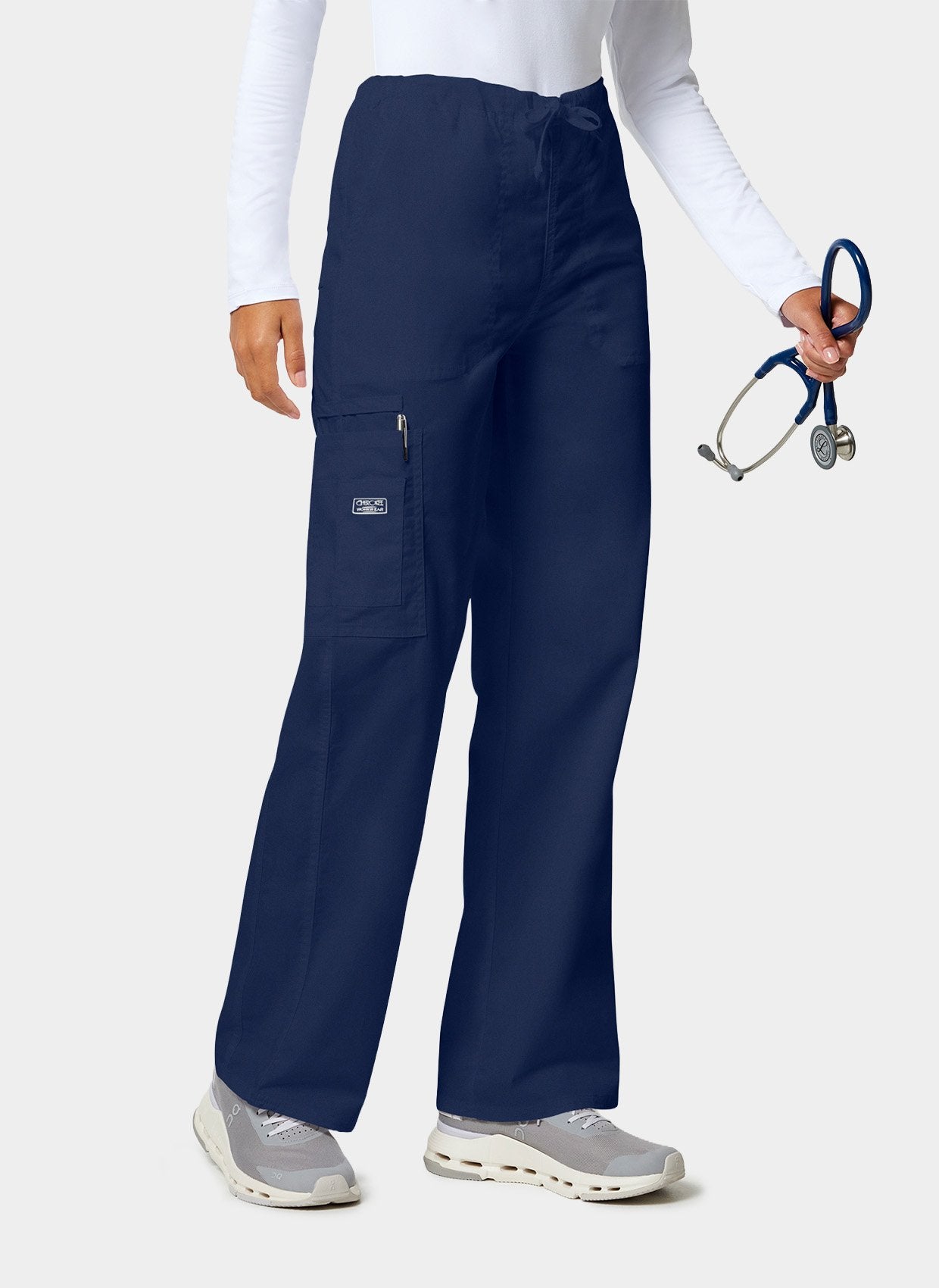Cherokee Core Stretch Unisex Drawstring Cargo Scrub Trousers WWE4043 - Navy