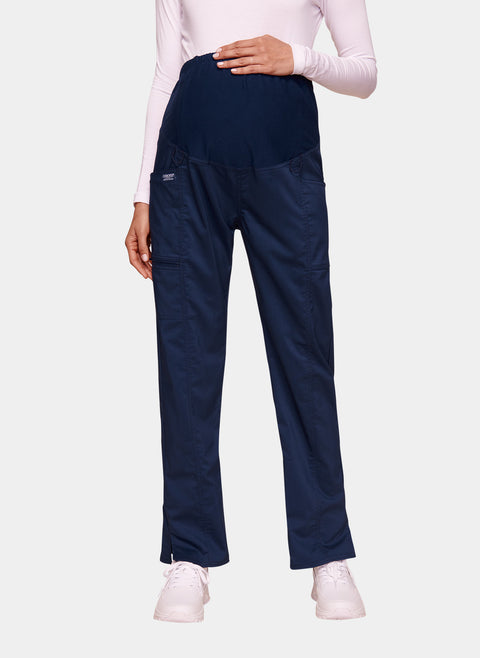 Pantalón premamá de pierna recta Cherokee Revolution en azul marino con panel que cubre la barriga