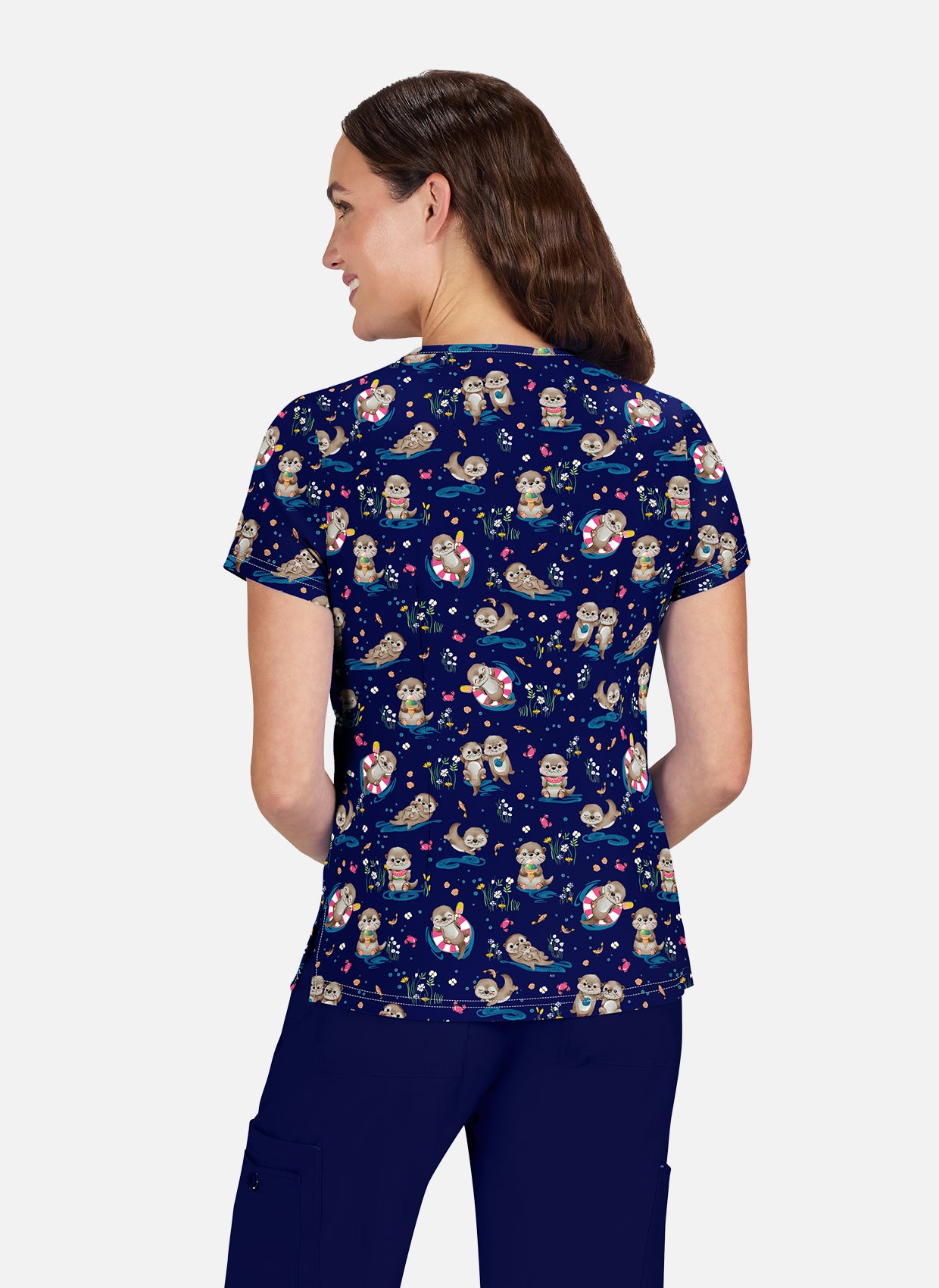 Koi Basics Leslie Scrub Top - Otters