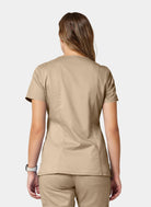 womens scrub top cherokee ww revolution mock wraps WWE610 khaki
