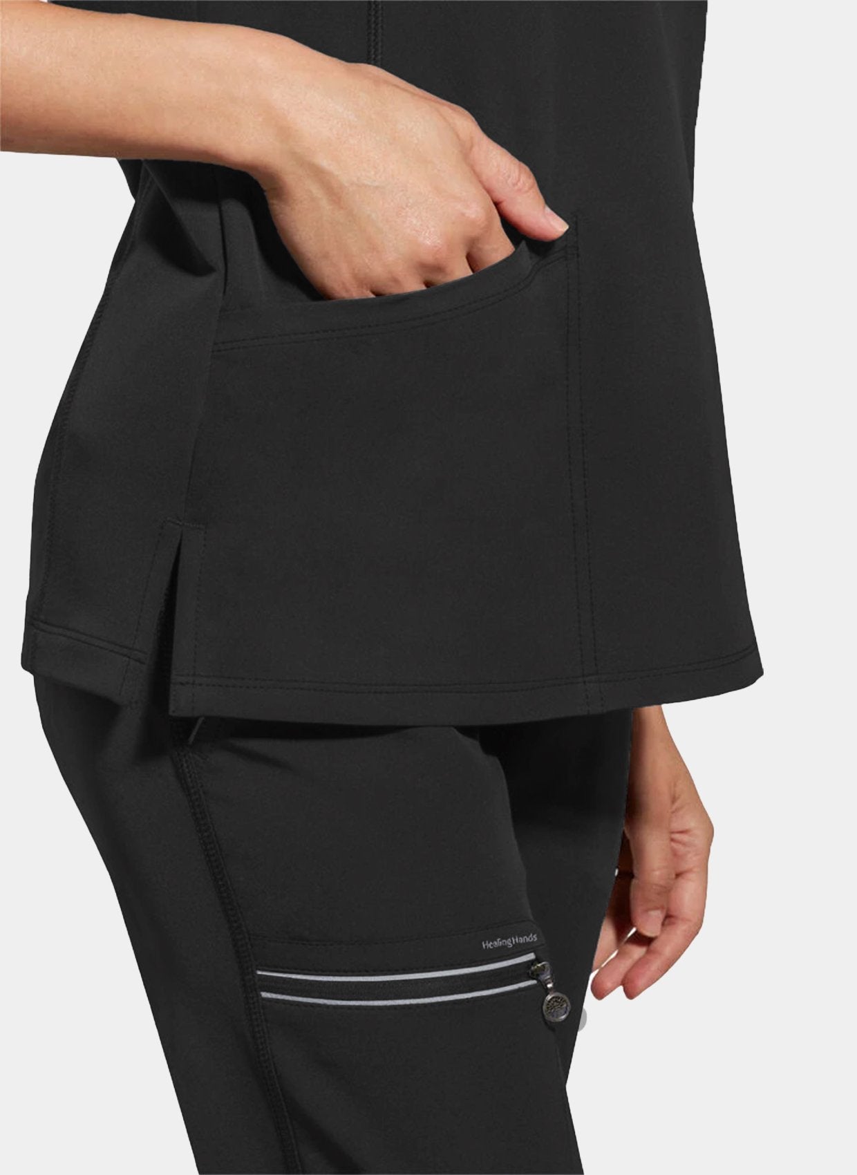 womens scrub top healing hands 360 sonia black