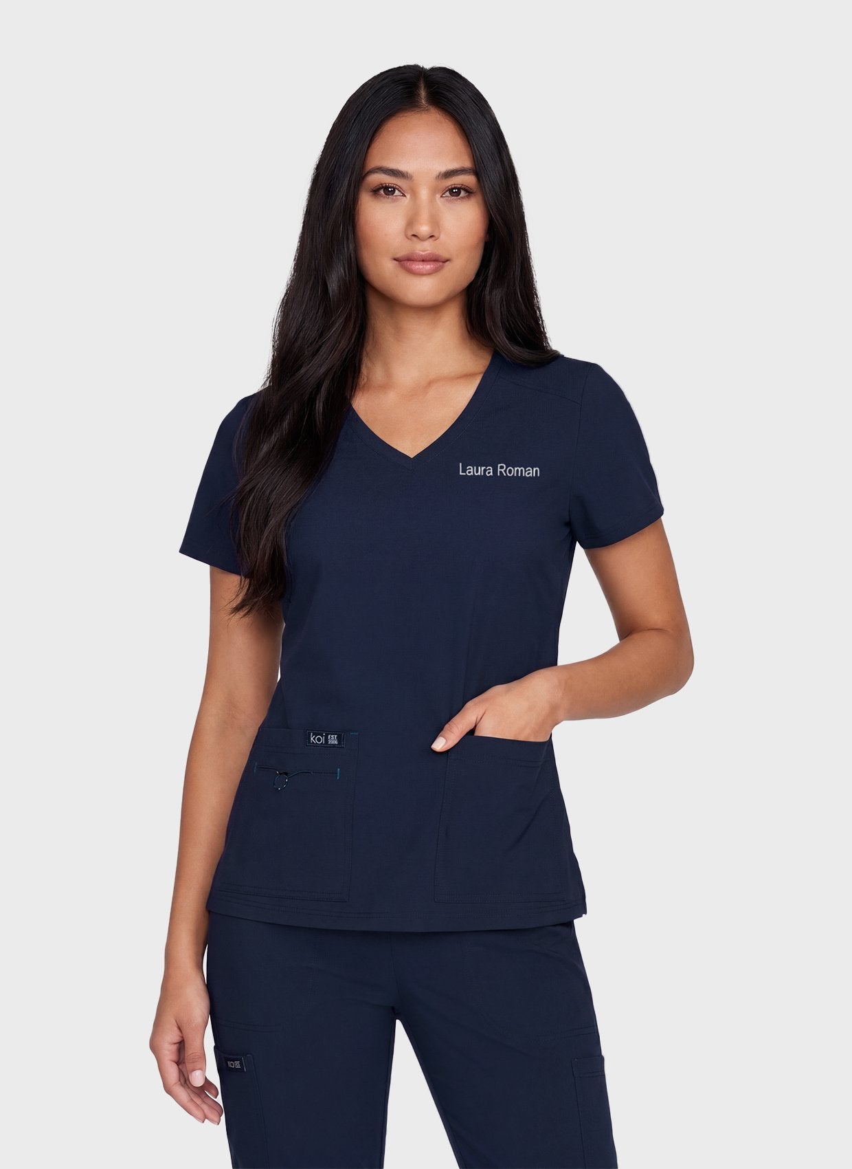Koi Basics Becca Scrub Top - Navy