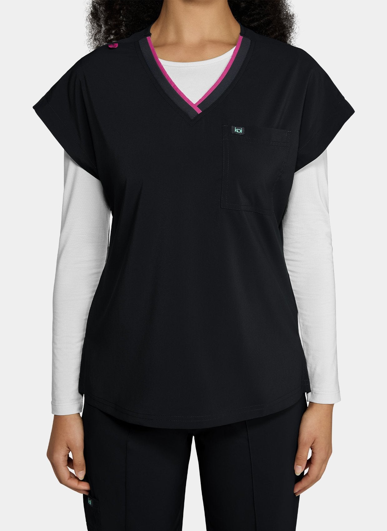 Women's Koi Basics Mckenna Scrub Top in Black