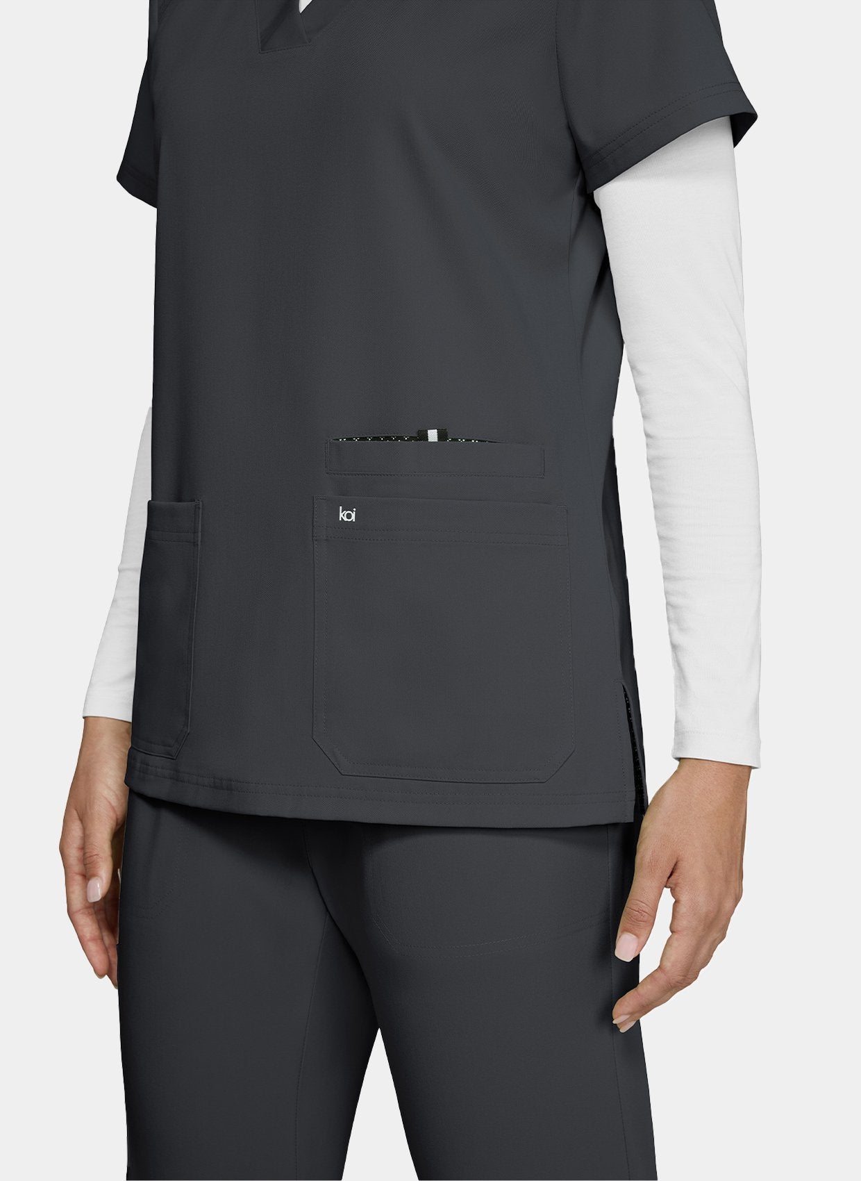Koi Next Gen Hustle And Heart Scrub Top- charcoal
