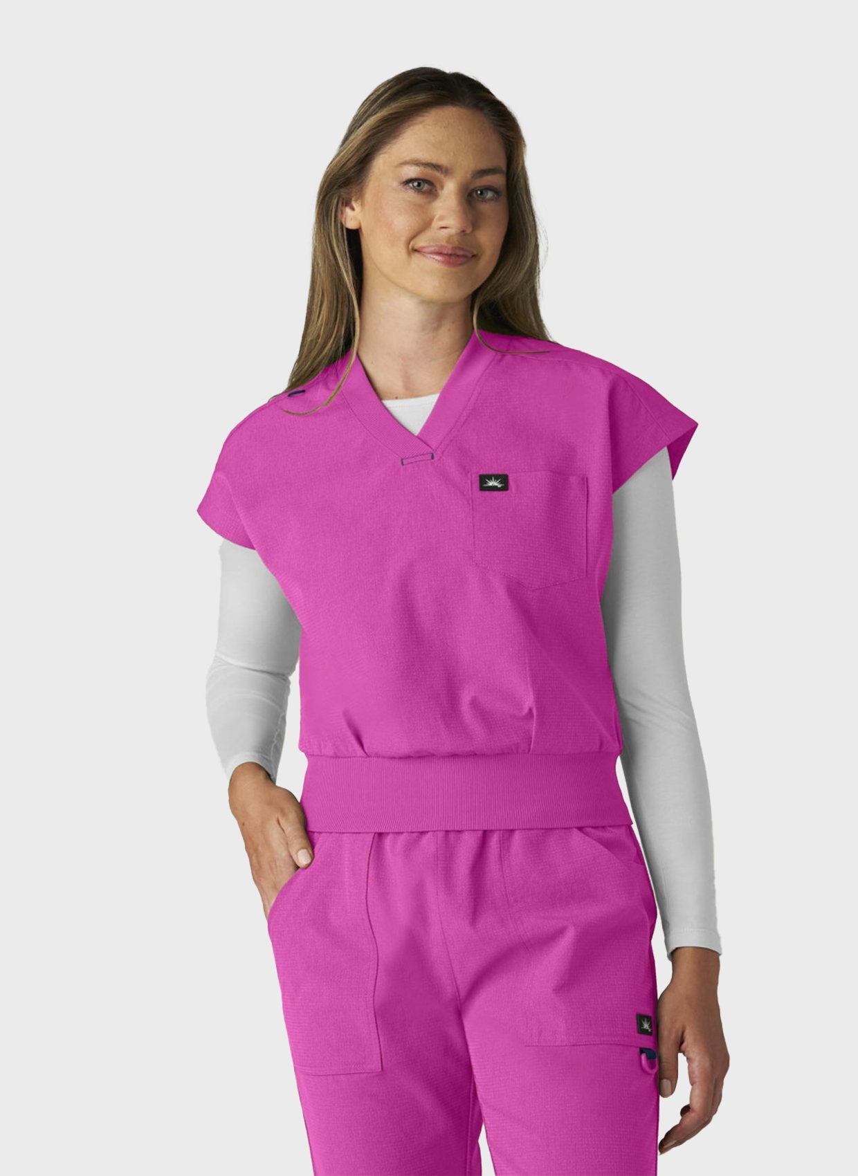 womens-scrub-top-koi-solis-trinity-hibiscus-pink